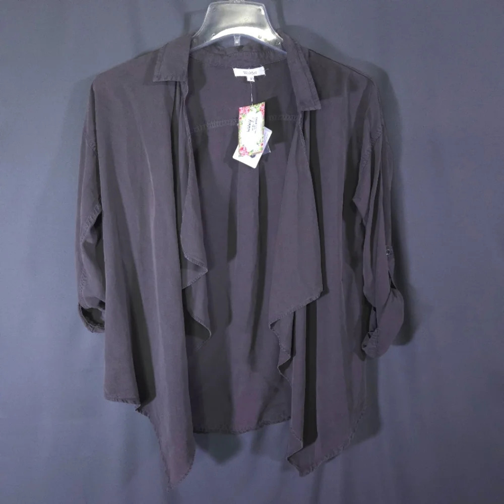 NWT Wishlist Make Your Move Jacket Size Small Charcoal‎ Rolled Sleeve Tencel